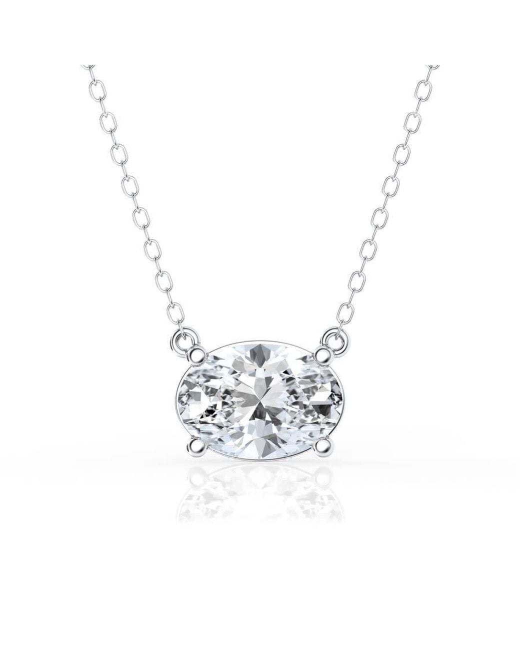 Brilliant Diamond Metallic 2 Carat Oval Lab Grown Diamond Pendant Necklace for men