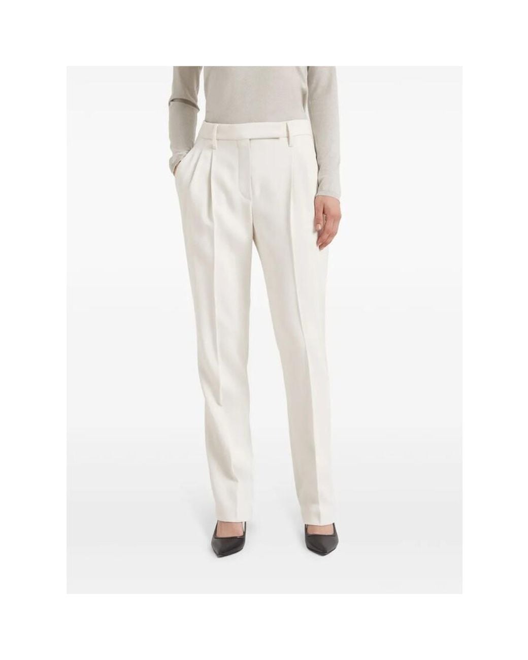 Brunello Cucinelli White Off Tailored Trousers, Brand Size 38 (Us for men