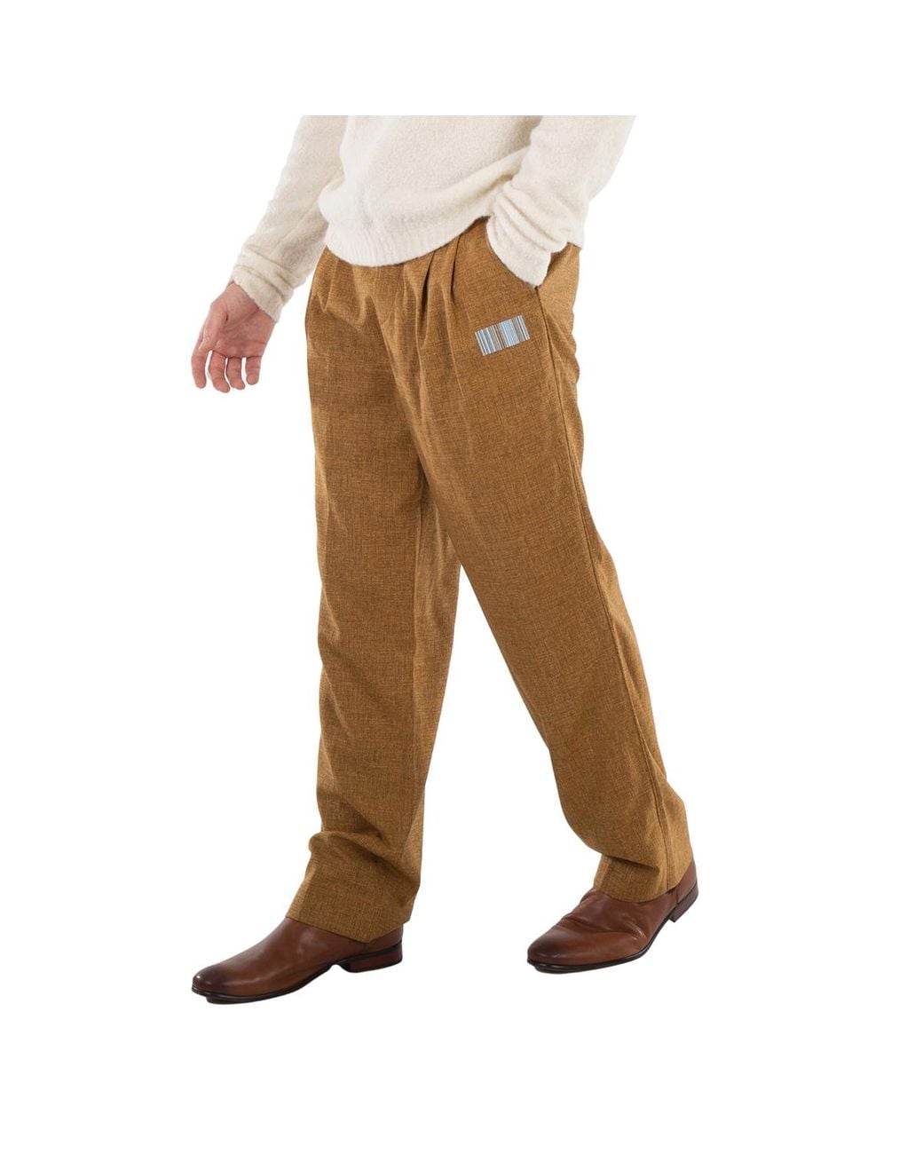 VTMNTS Brown Caramel Barcode Monogram Tailored Wool Pants for men