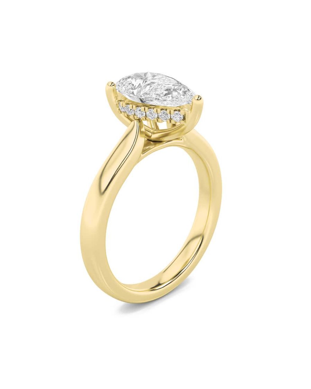Mure And Co Metallic 1Ctw Pear Shaped Lab Grown Diamond (F/Vs) Hidden Halo Cathedral Shank Engagement Ring for men