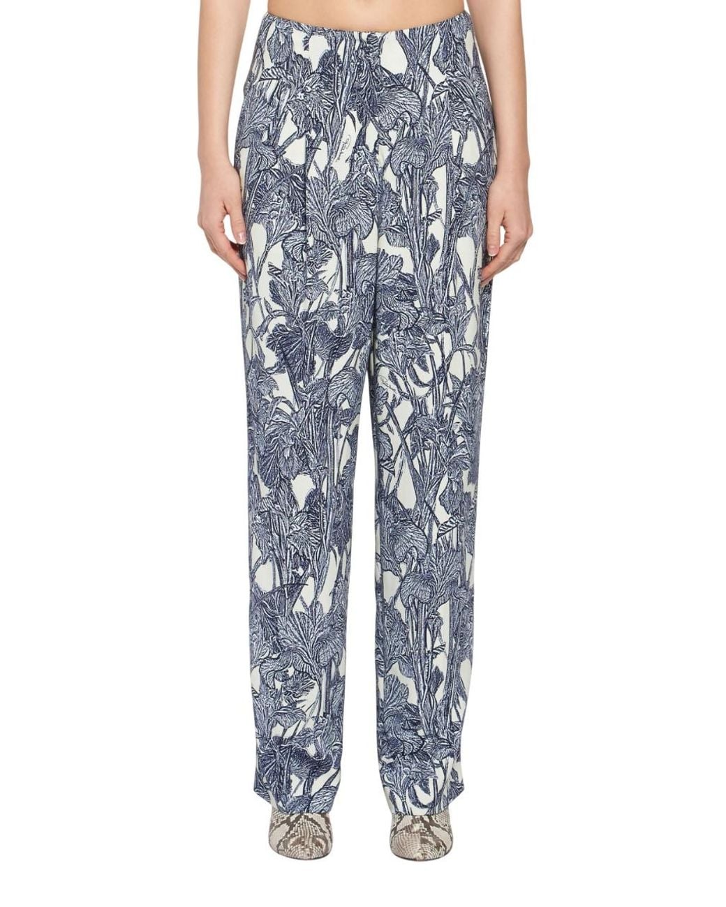 Roberto Cavalli Blue Iris Print Soft Structured Trousers, Brand Size 38 Us for men