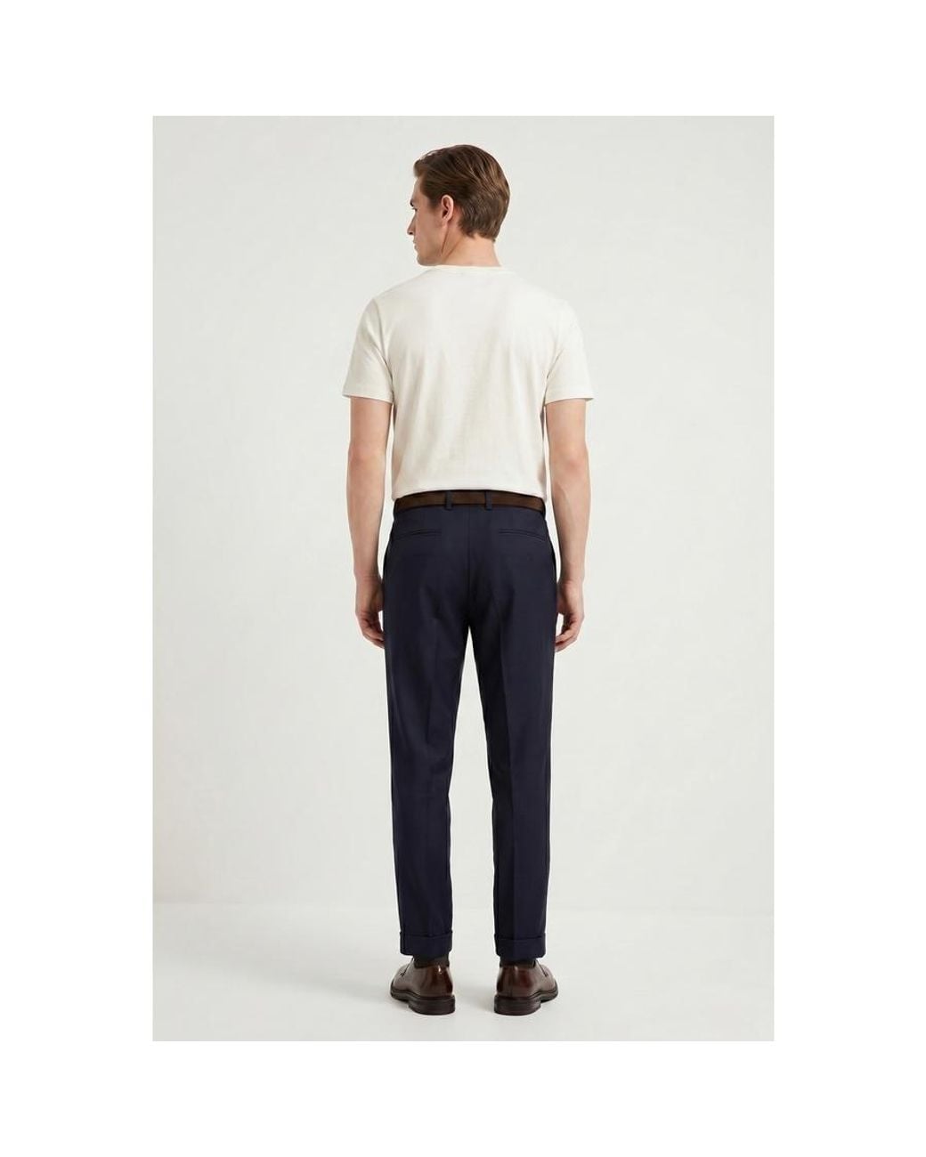 Brunello Cucinelli Blue Wool Silk Tapered Trousers, Brand Size 56 (Us for men