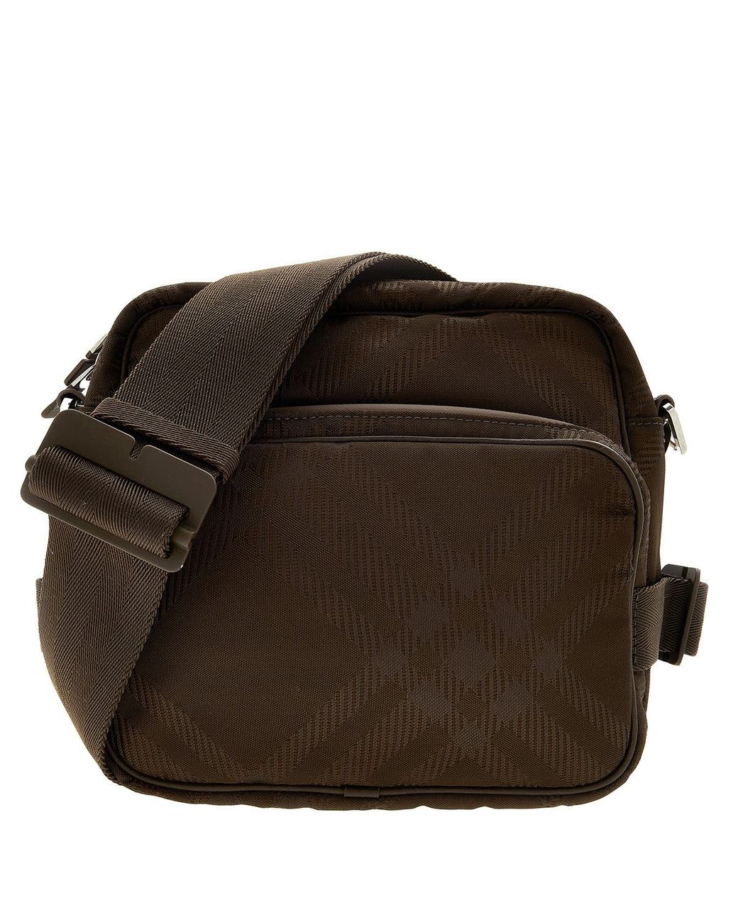 Burberry Brown Checked Jacquard Zipped Shoulder Bag for men
