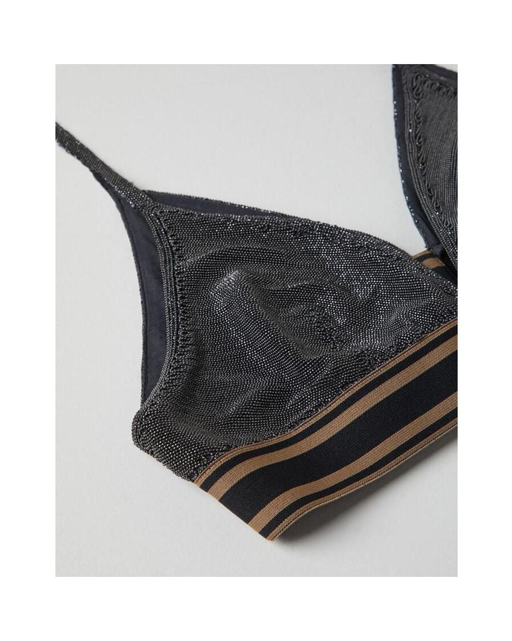 Brunello Cucinelli Black Bralette With Striped Band, Size Large for men