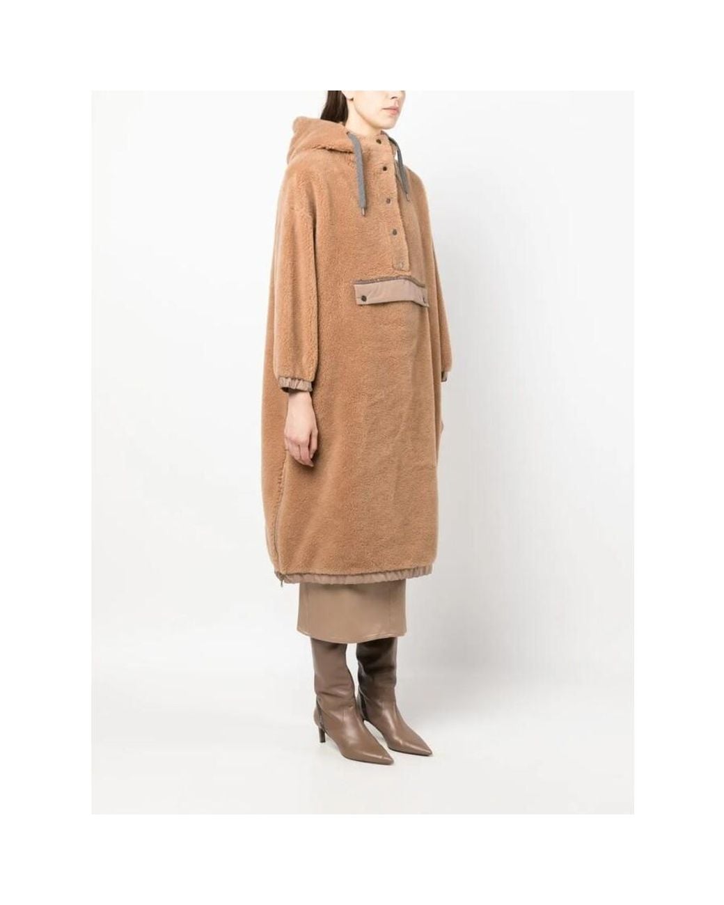 Brunello Cucinelli Brown Camel Hooded Shearling Coat, Brand Size 42 (Us for men