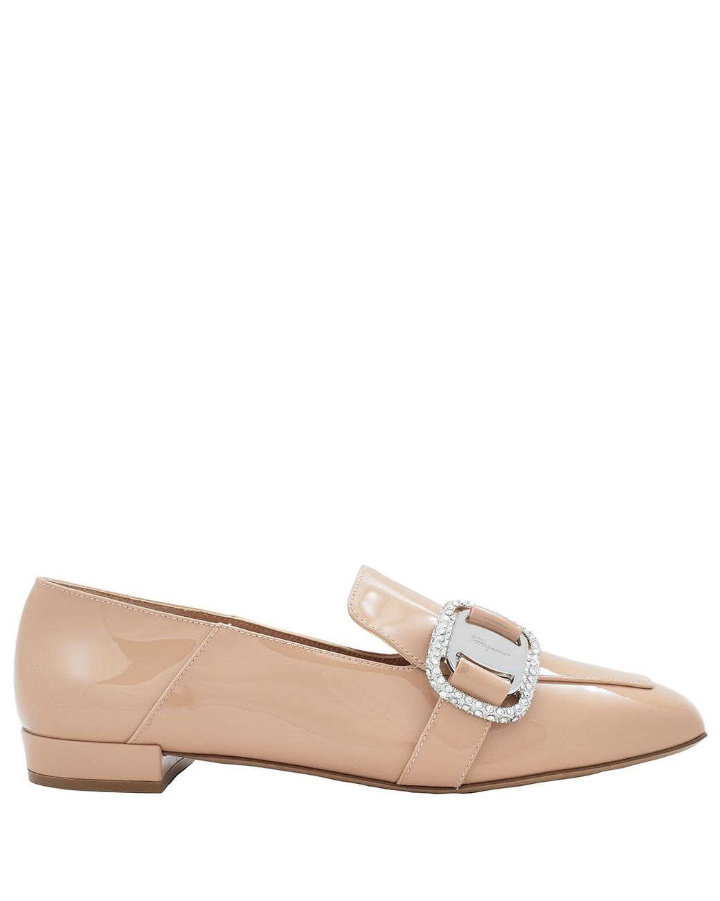 Ferragamo Natural Salvatore Ladies Patent Leather Vara Chain Loafers, Brand
