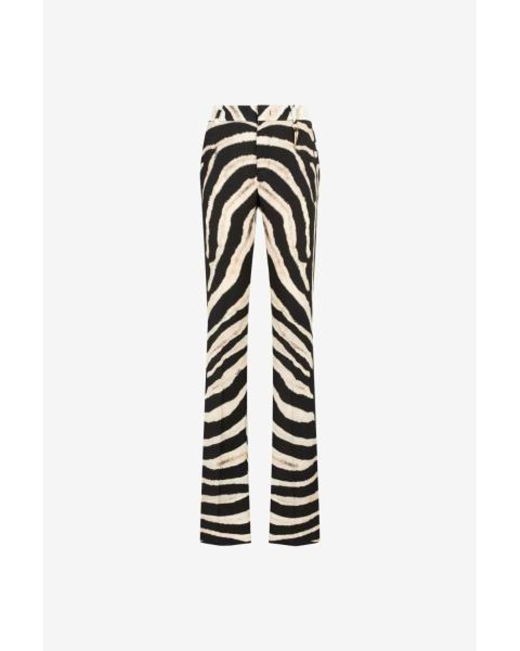 Roberto Cavalli White Zebra Print Slim-Cut Trousers, Brand Size 40 Us for men