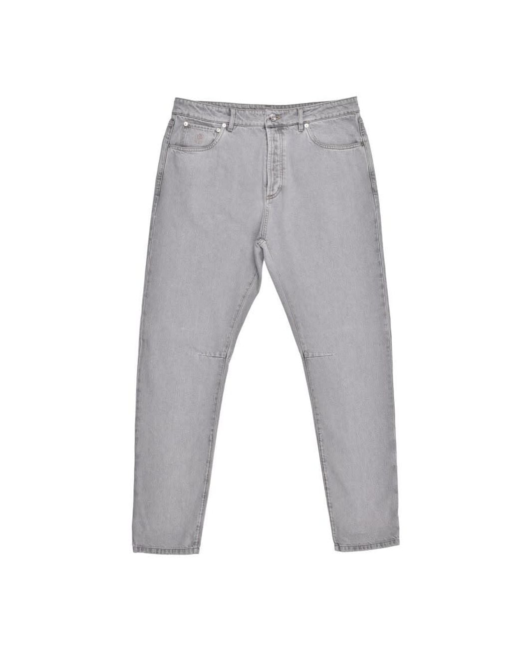 Brunello Cucinelli Gray Light Denim Five-Pocket Jeans, Brand Size 54 (Us for men