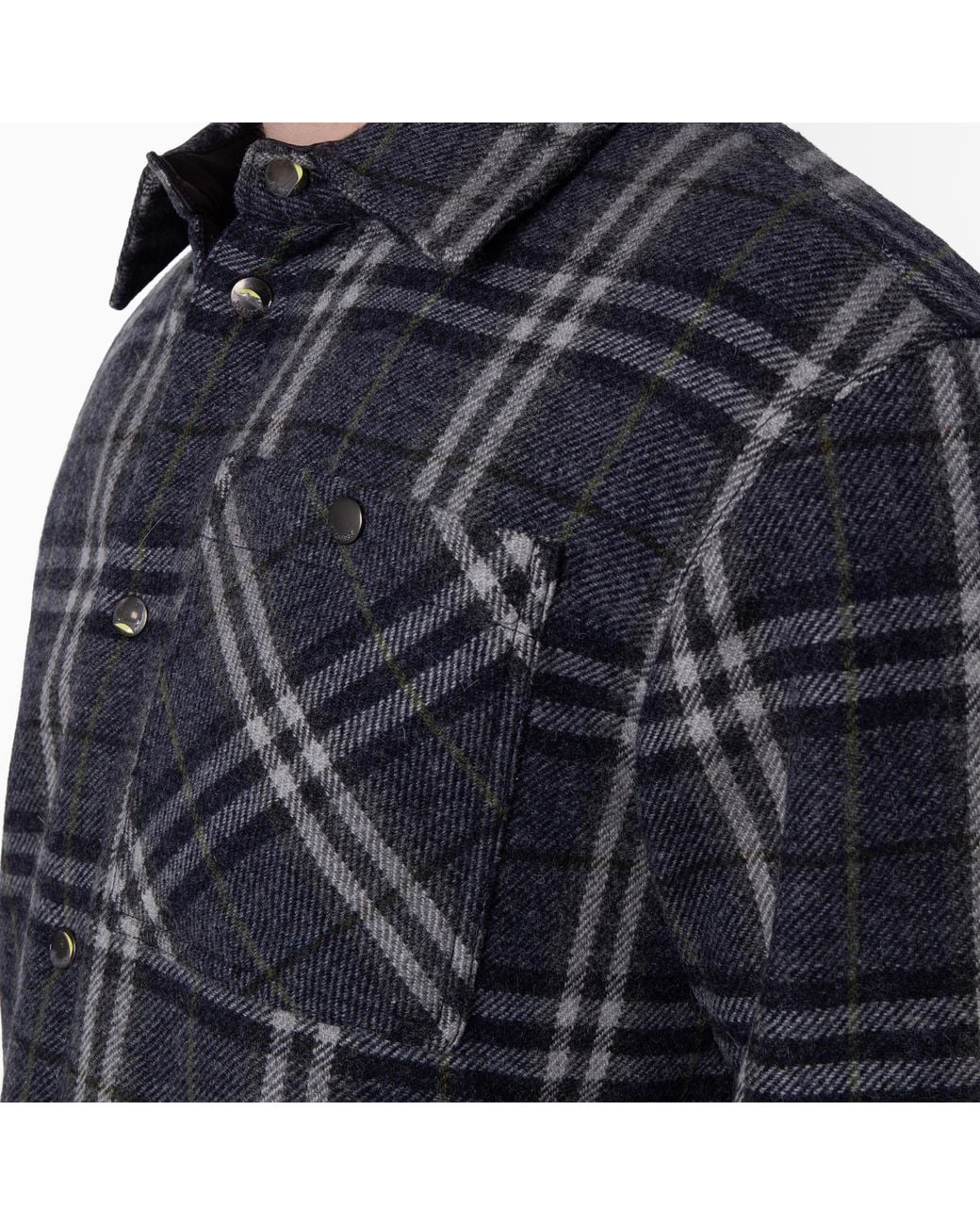 Burberry Black Wadded Check Wool Overshirt for men