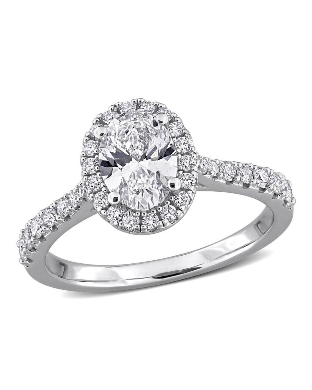 Created Forever Metallic 1 2/5Ct Tgw Oval And Round-Cut Lab Grown Diamond Halo Engagement for men