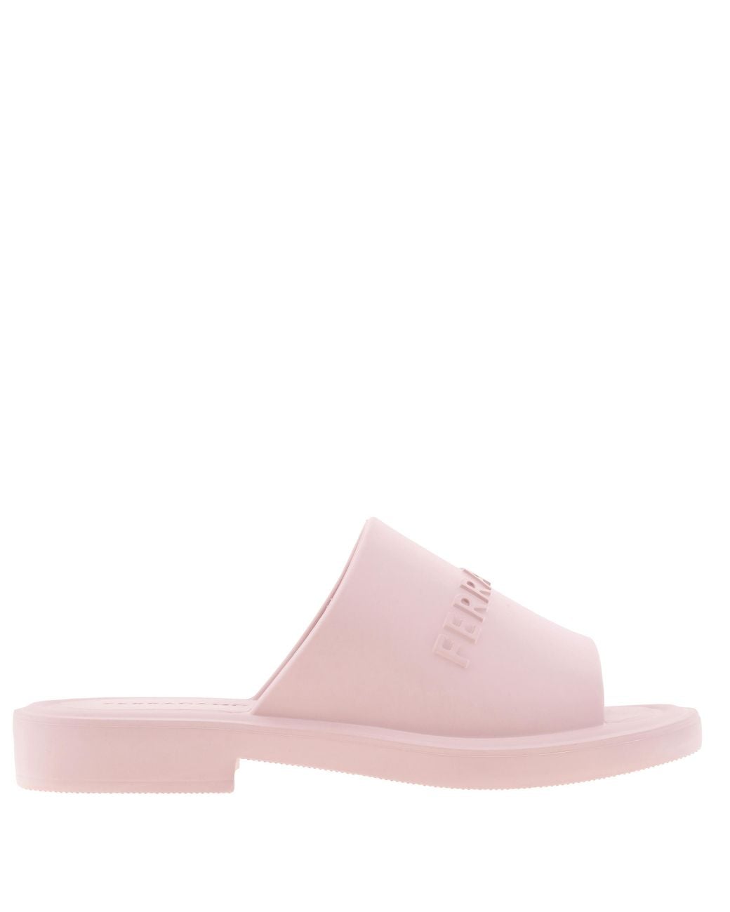 Ferragamo Pink Ferragamo Giuneva Logo Debossed Rubber Sandals, Size 7