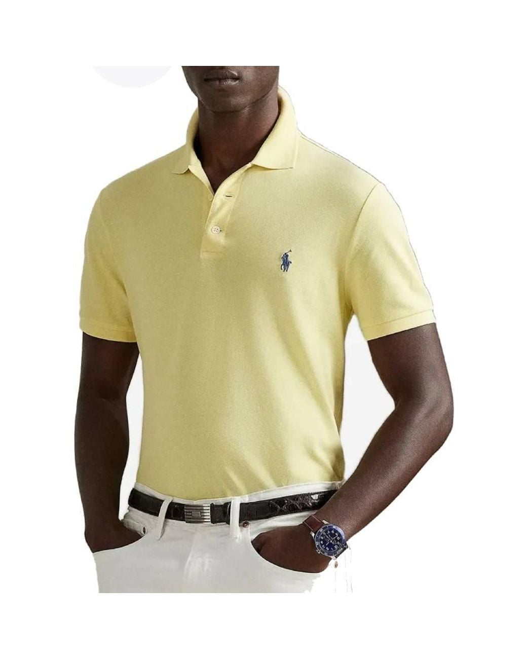 Polo Ralph Lauren Yellow Cotton Mesh Polo Shirt for men