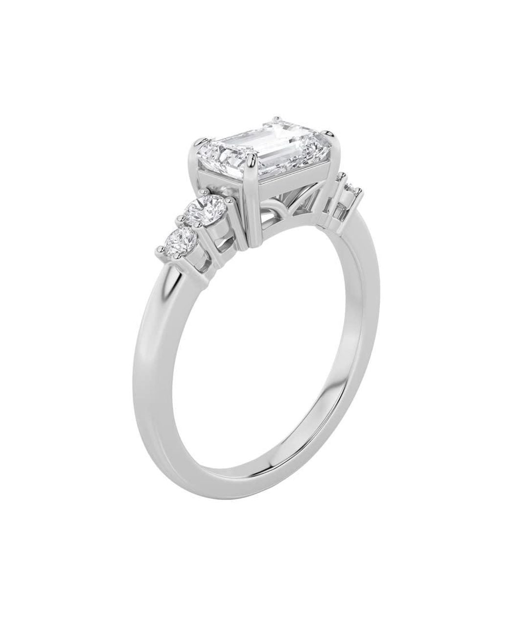 Mure And Co Metallic 1.5Ctw Emerald Shaped Lab Grown Diamond (F/Vs) East West Accented Three Stone Ring for men