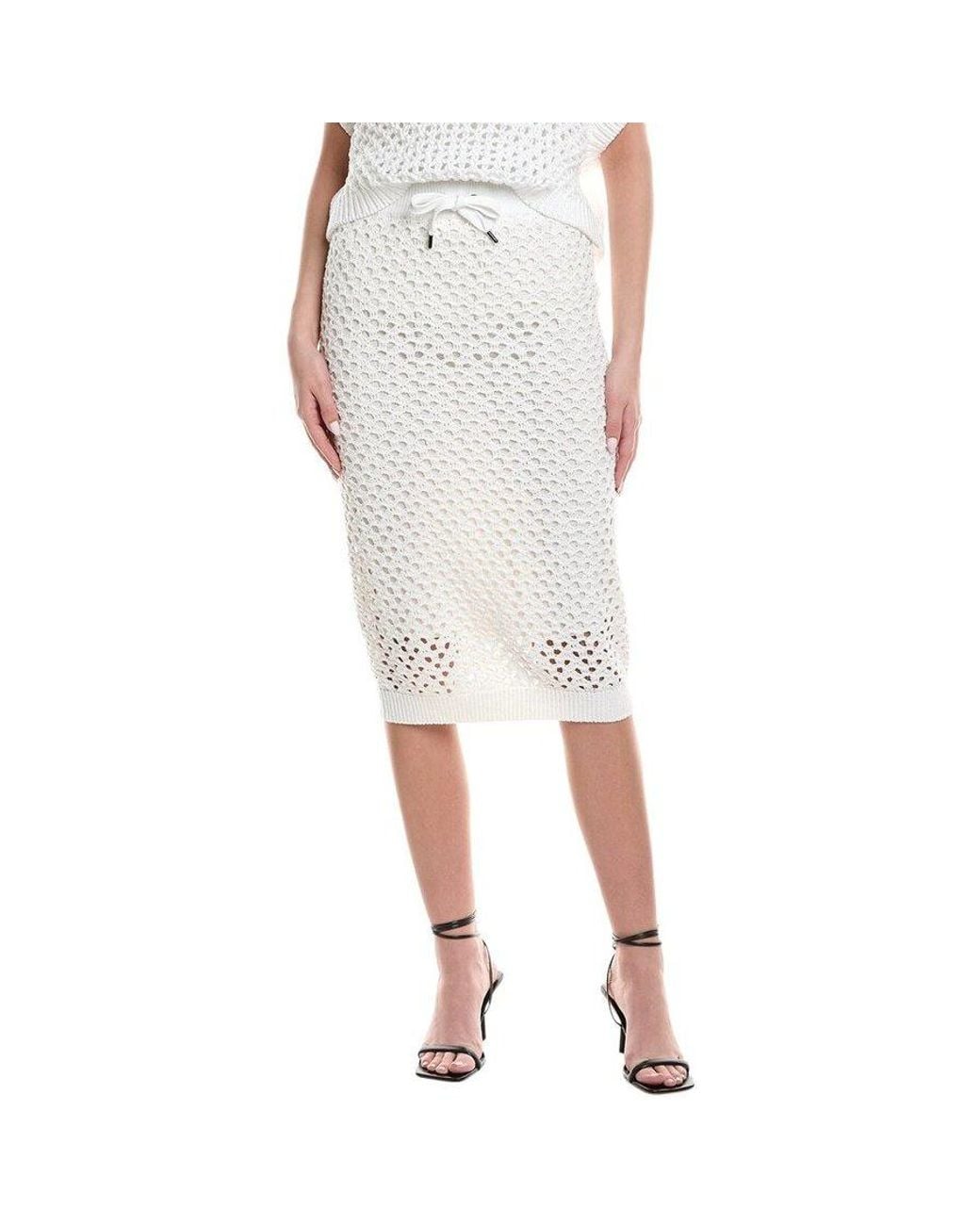 Brunello Cucinelli Gray Crochet Midi Skirt, Size X-Small for men