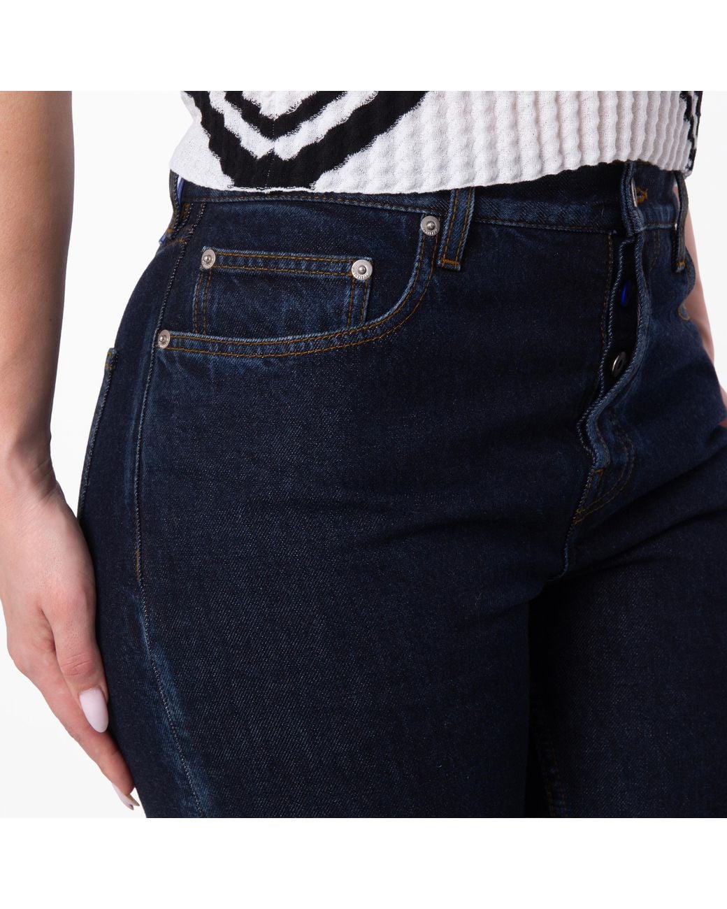 Burberry Blue Straight Leg Ekd Patch Denim Jeans, Waist for men