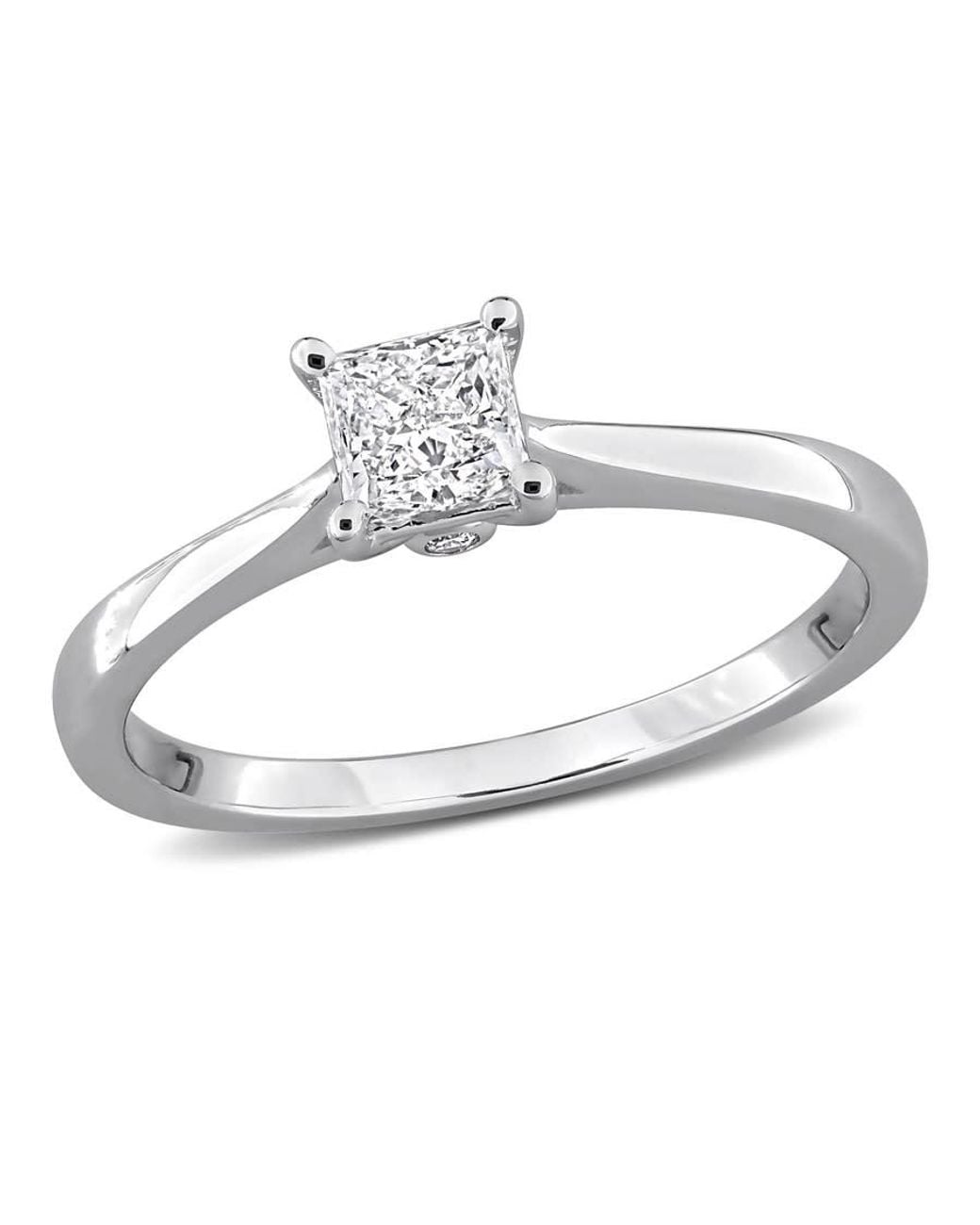 Created Forever Metallic 1/2Ct Tw Princess-Cut Lab-Grown Diamond Solitaire Engagement Ring With Side Accents for men