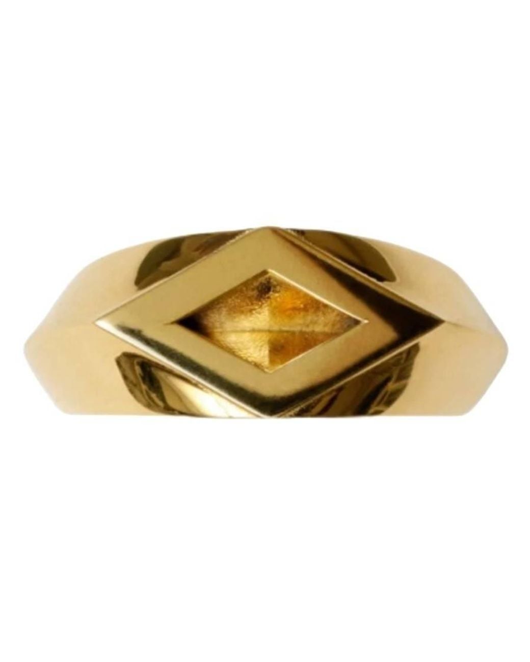 Burberry Yellow Rhombus Shape Hollow Ring for men