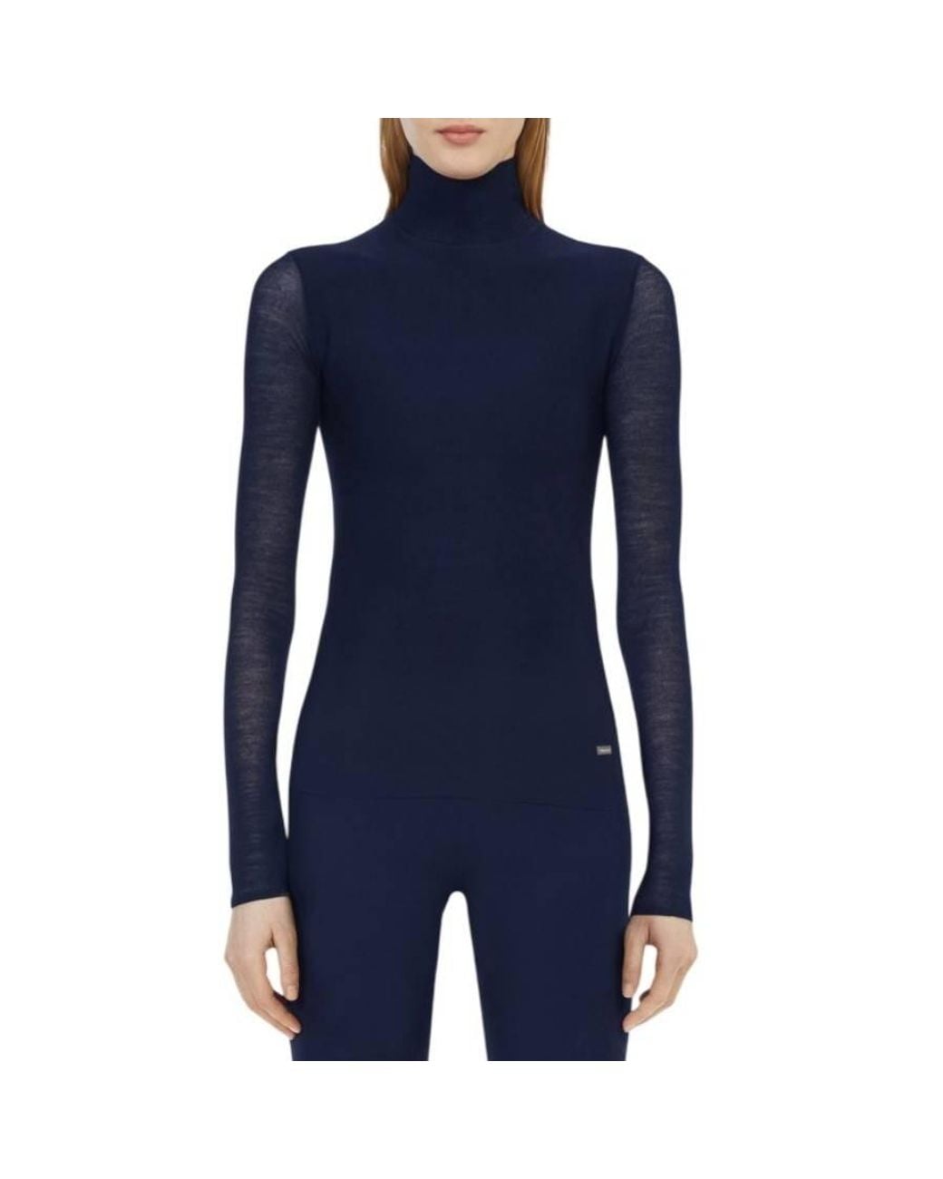 Ferragamo Blue Long-Sleeved Turtleneck Top