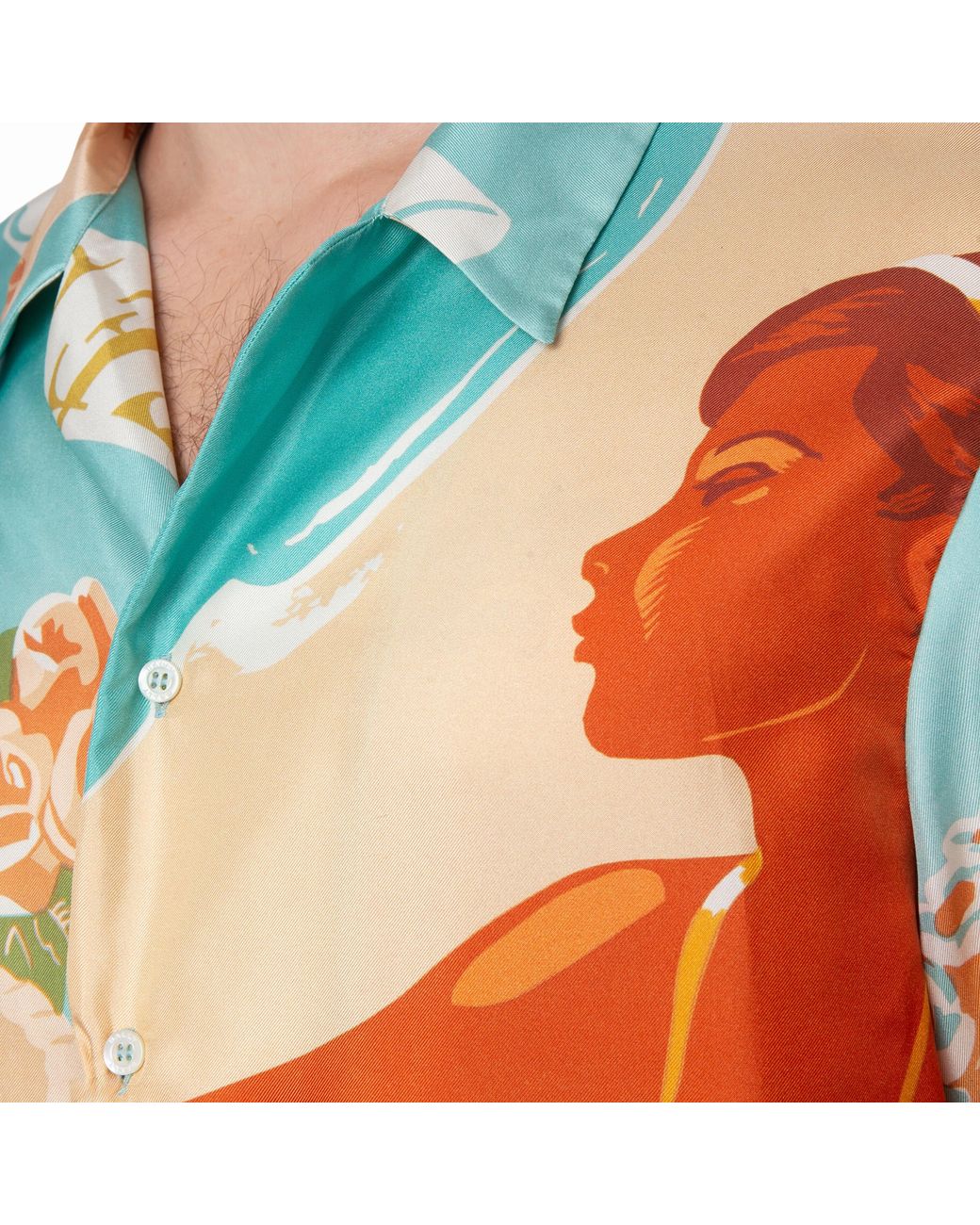 Bally Multicolor Retro Graphic Silk Camp Shirt, Brand Size 52 Us for men