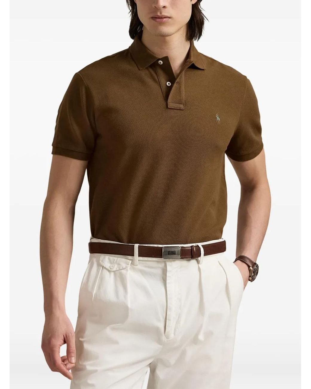 Polo Ralph Lauren Green Custom Slim Fit Mesh Polo Shirt for men