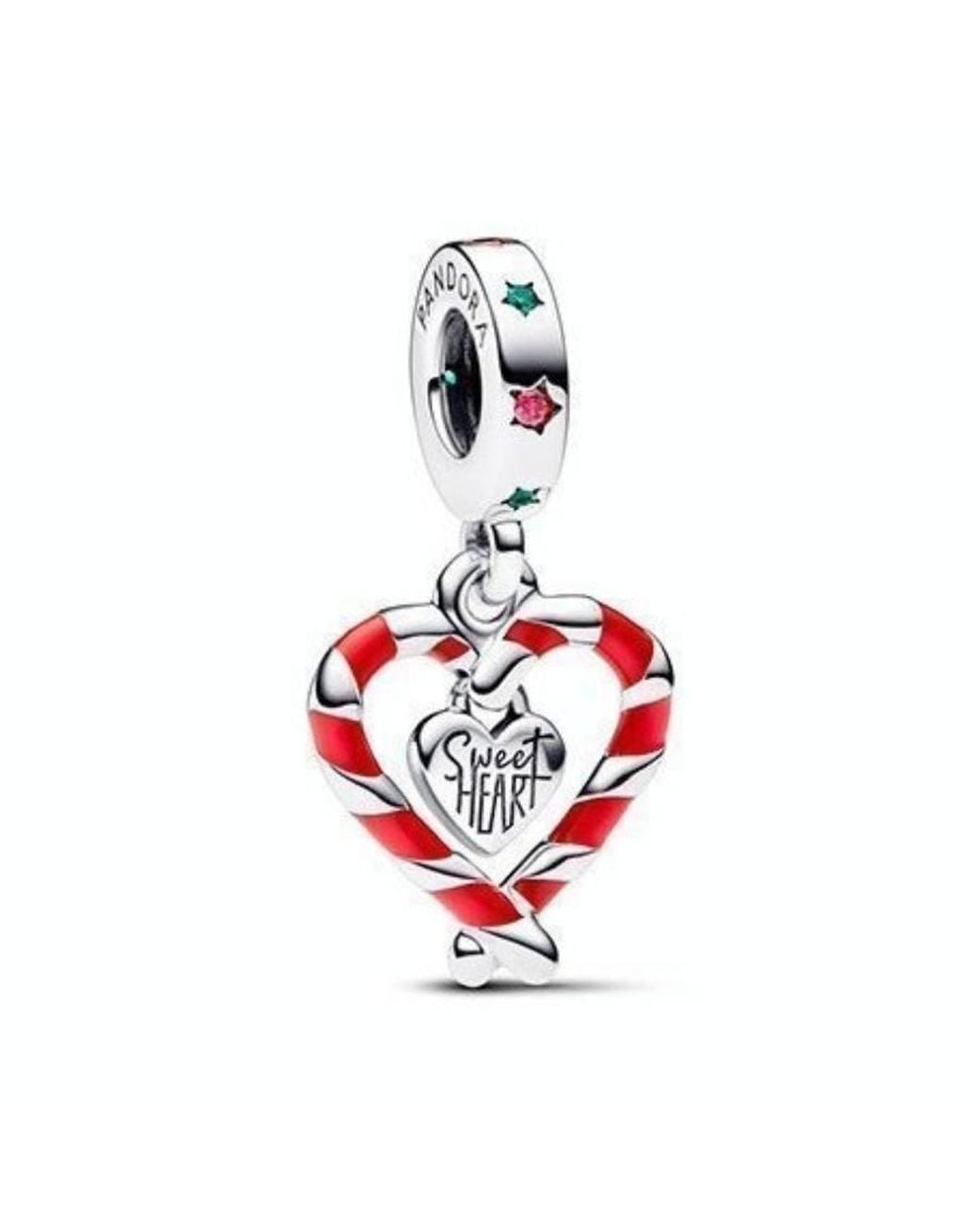 Pandora Red Double Candy Cane Heart Christmas Dangle Charm for men