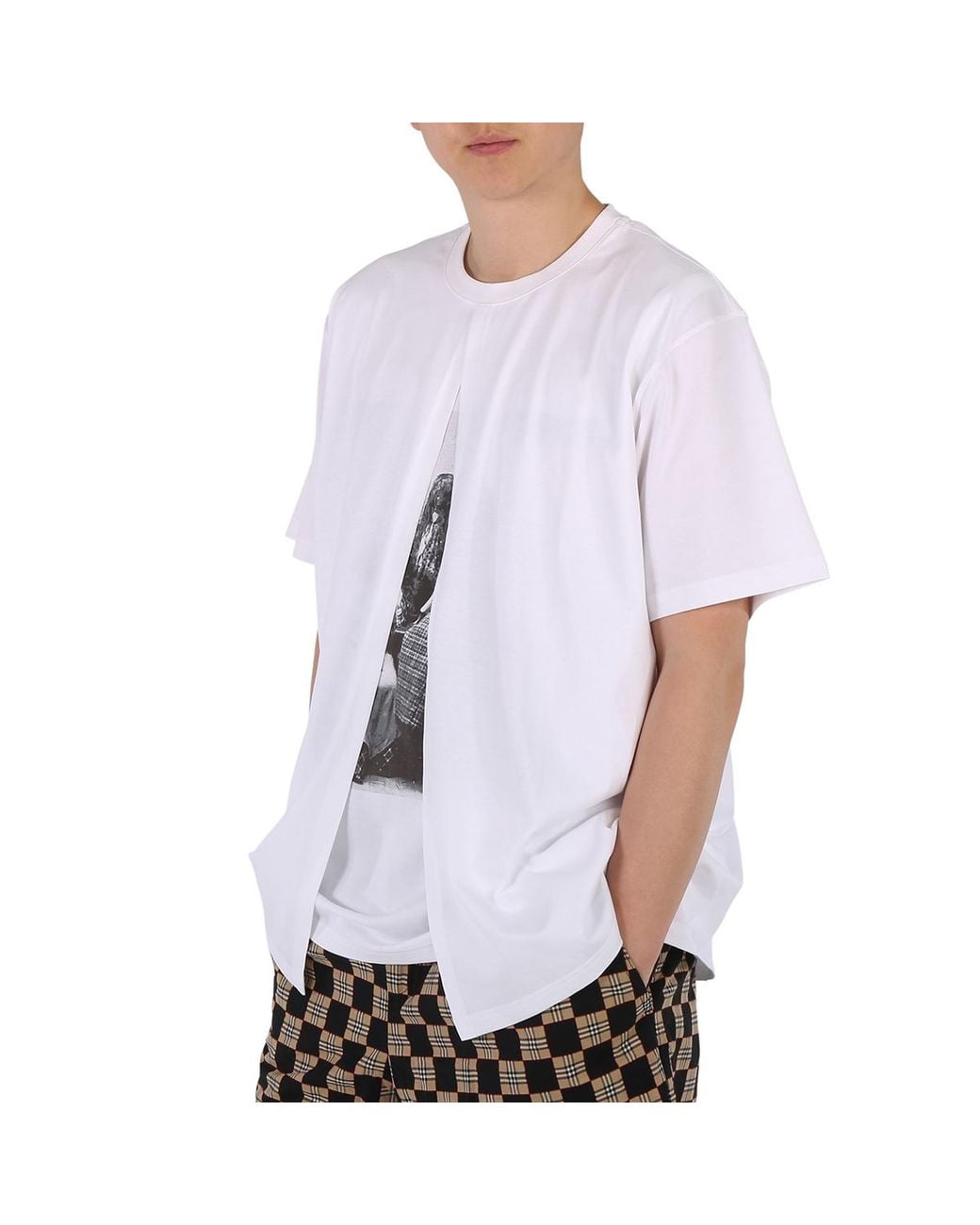 Burberry White Optic Victorian Portrait Print Cotton Oversized T-Shirt, Size Xx-Small (Youth for men