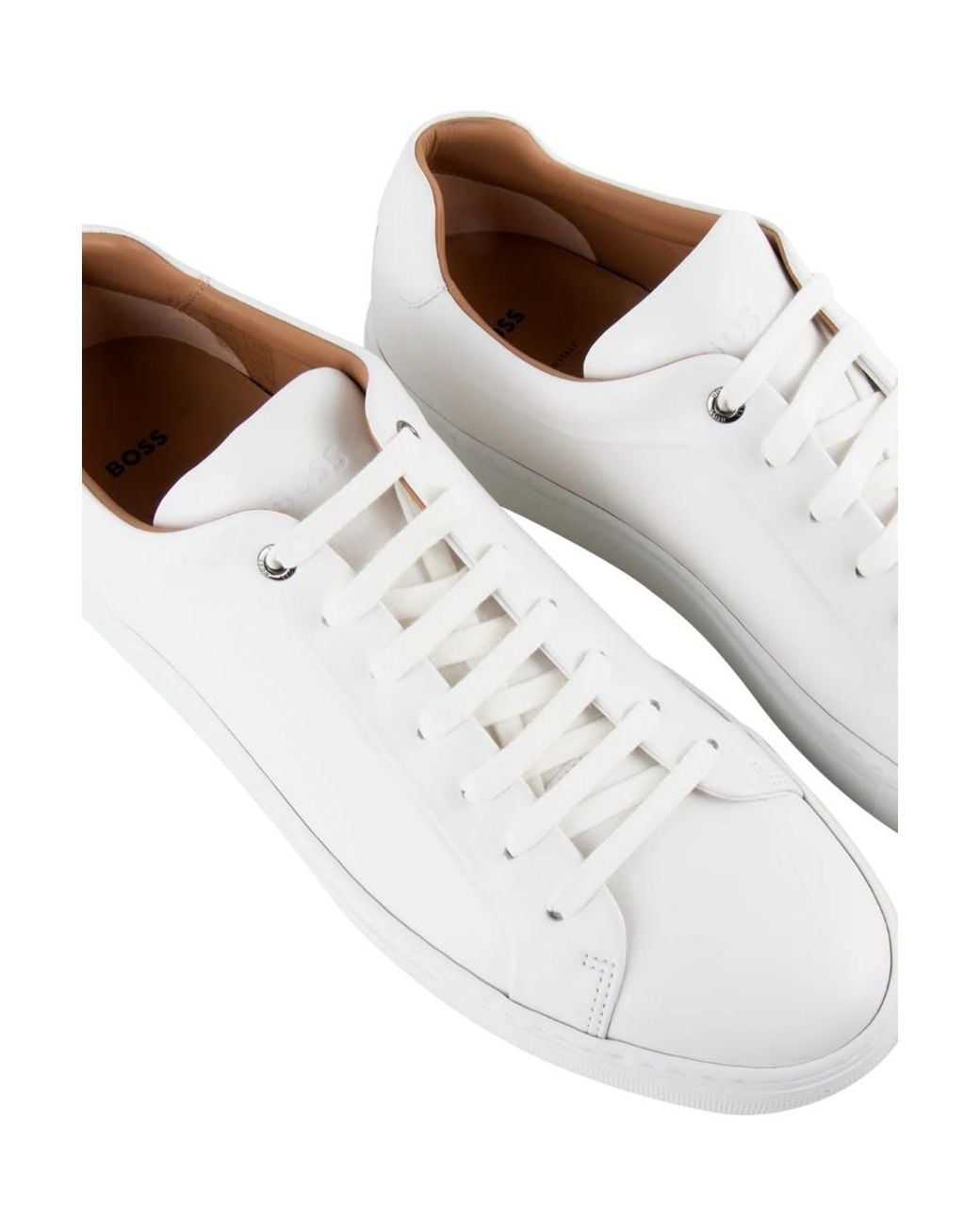 Boss White Mirage Tenn Low Top Leather Sneakers, Brand Size 42 (Us for men