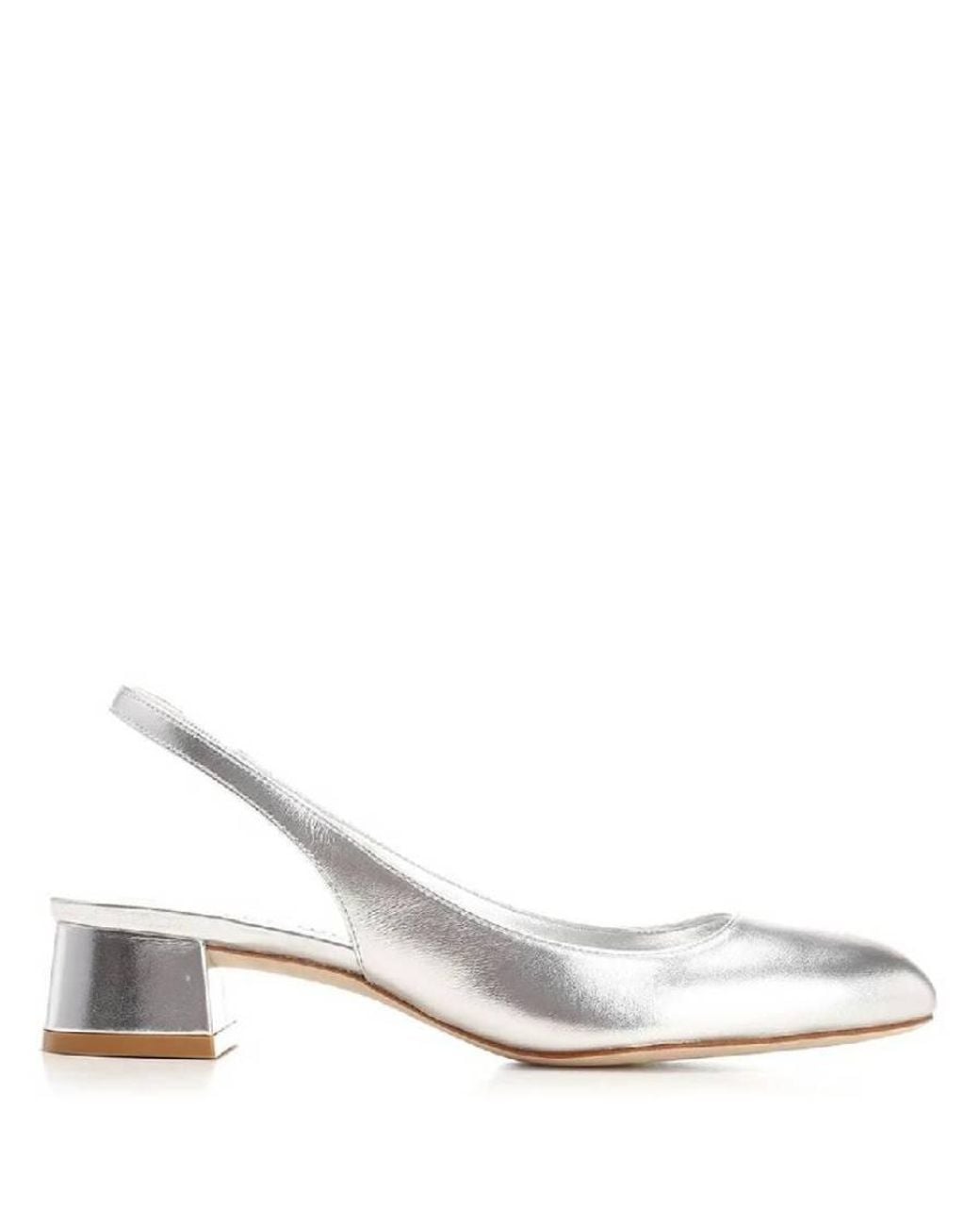 Stuart Weitzman White Vivienne 35 Slingback Pumps