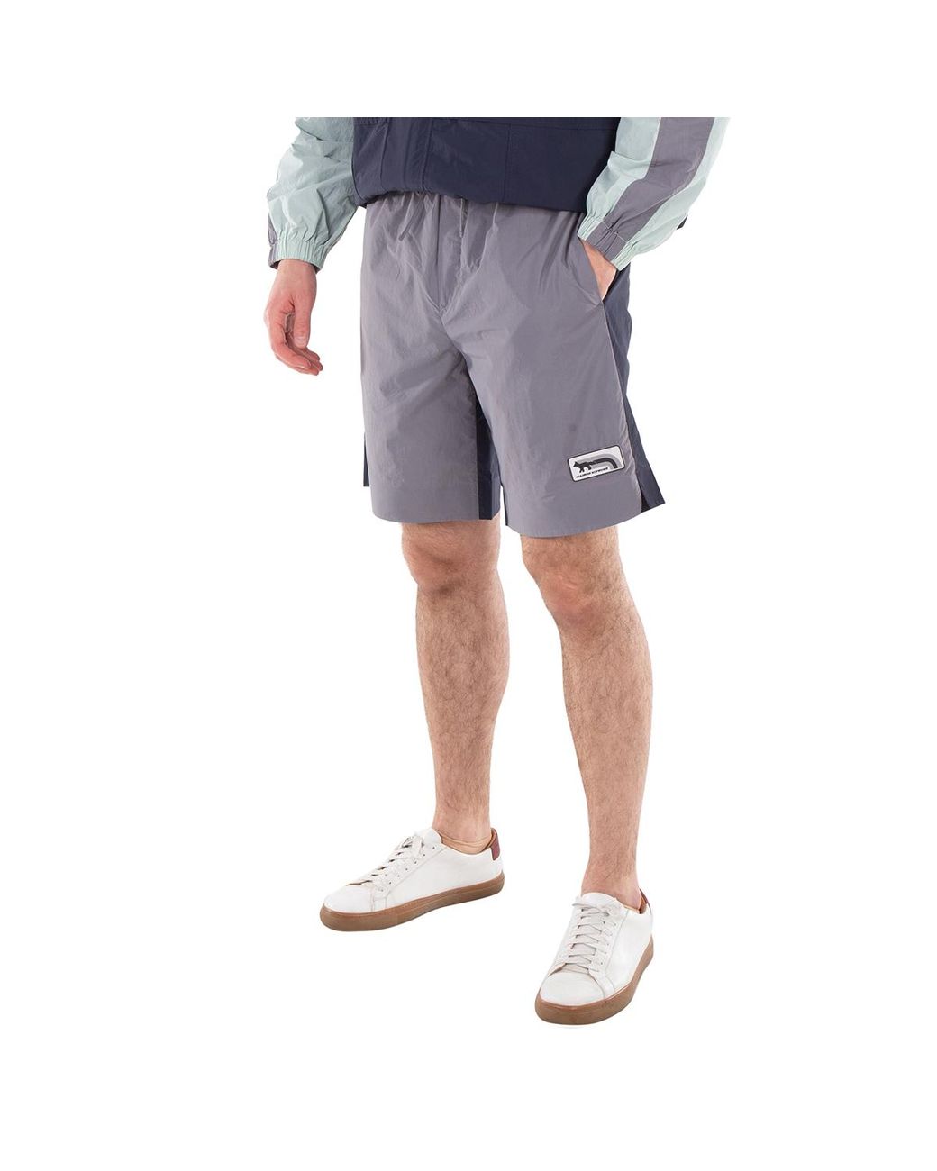 Maison Kitsuné Blue Colour-Block Track Shorts for men