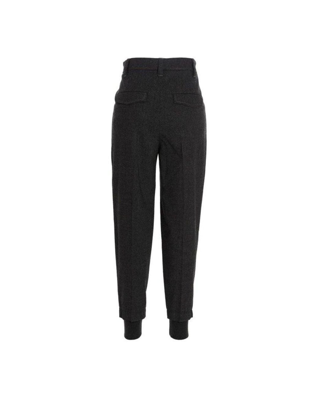 Brunello Cucinelli Black Dark Wool Blend Tapered Trousers, Brand Size 42 (Us for men