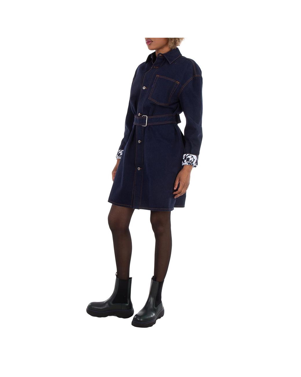 Burberry Blue Japanese Belted Denim Shirtdress, Brand Size 4 Us