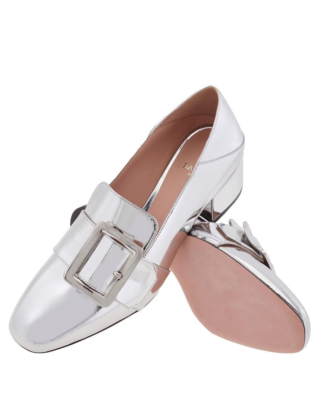 Bally White Janelle Buckle Leather Pumps