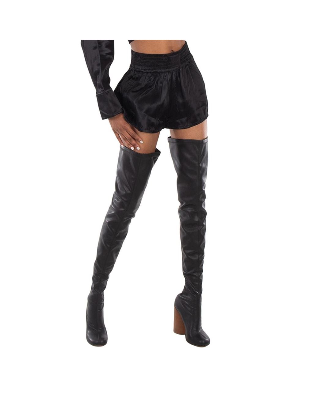 T By Alexander Wang Black Wide-Waistband Mini Shorts
