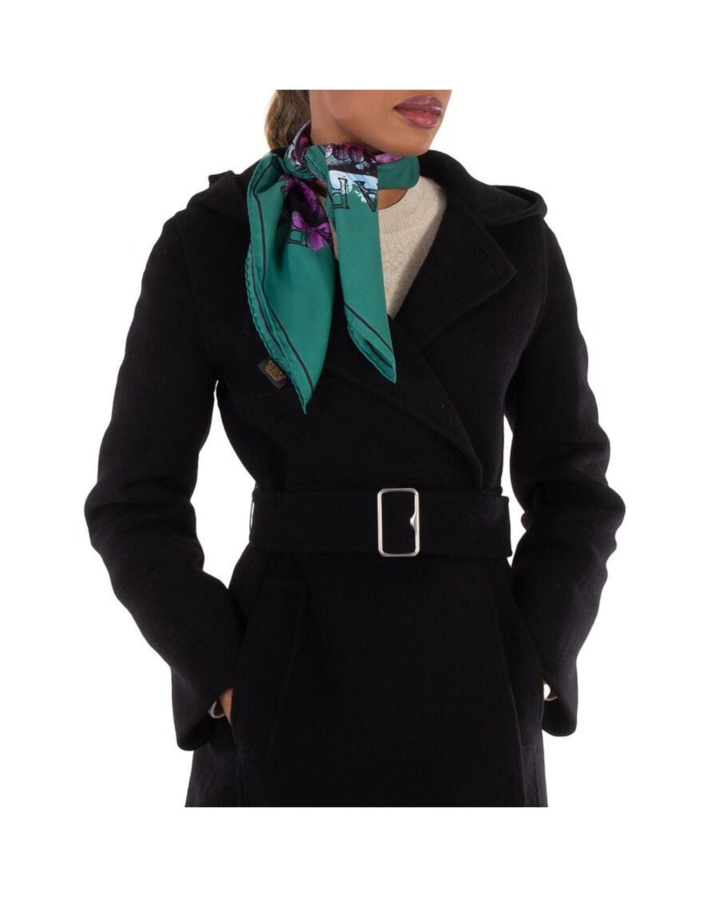 BVLGARI Black Heritage Print Silk Twill Scarf