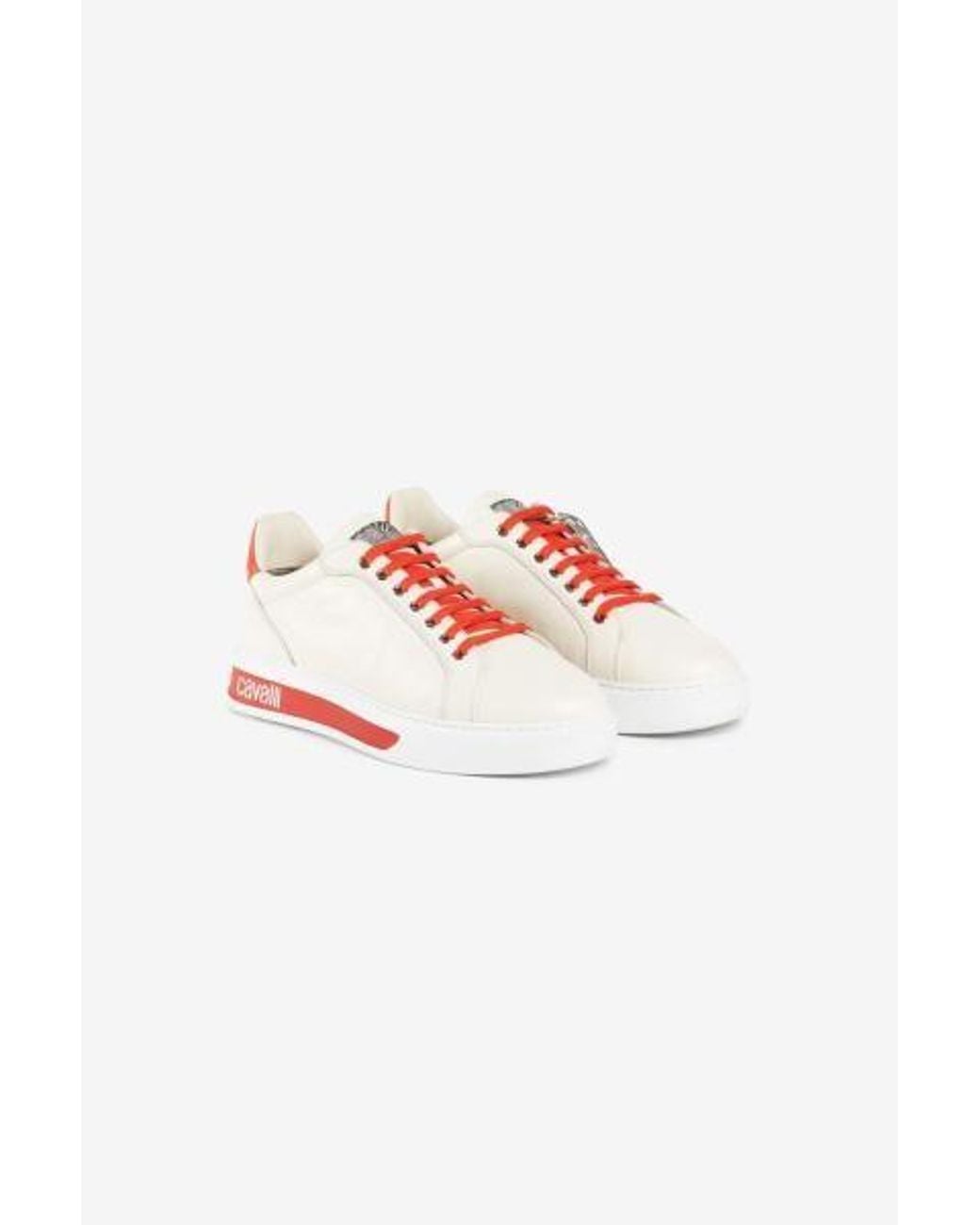 Roberto Cavalli Pink Logo Leather Low-Top Sneakers, Brand Size 43 Us for men