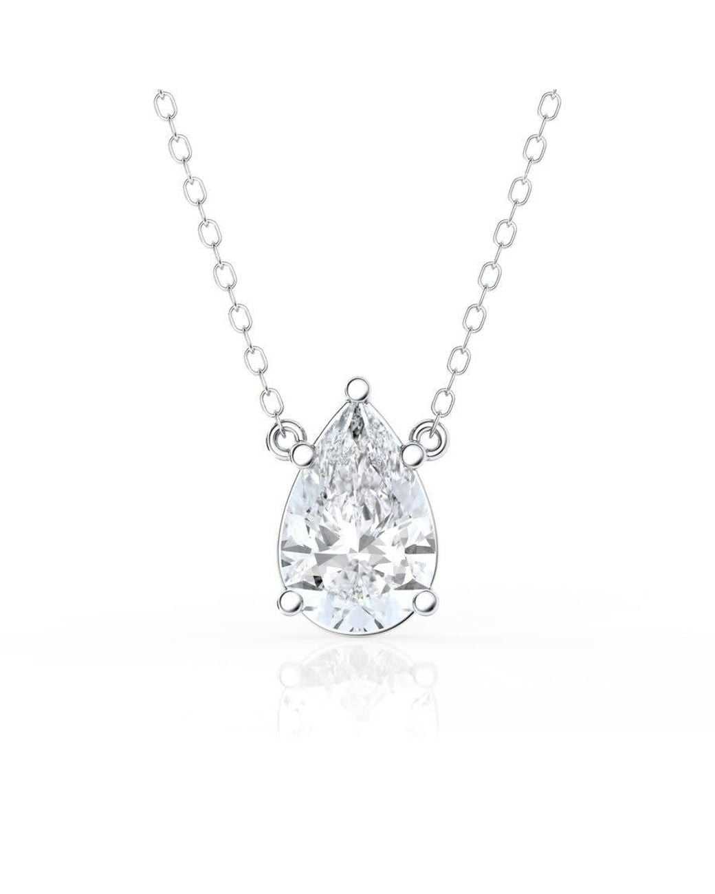 Brilliant Diamond Metallic 2 Carat Pear Lab Grown Diamond Pendant Necklace for men