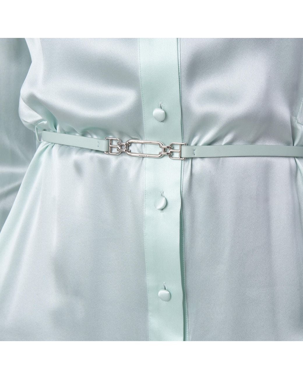 Bally Blue Long-Sleeved Silk Shirt Dress