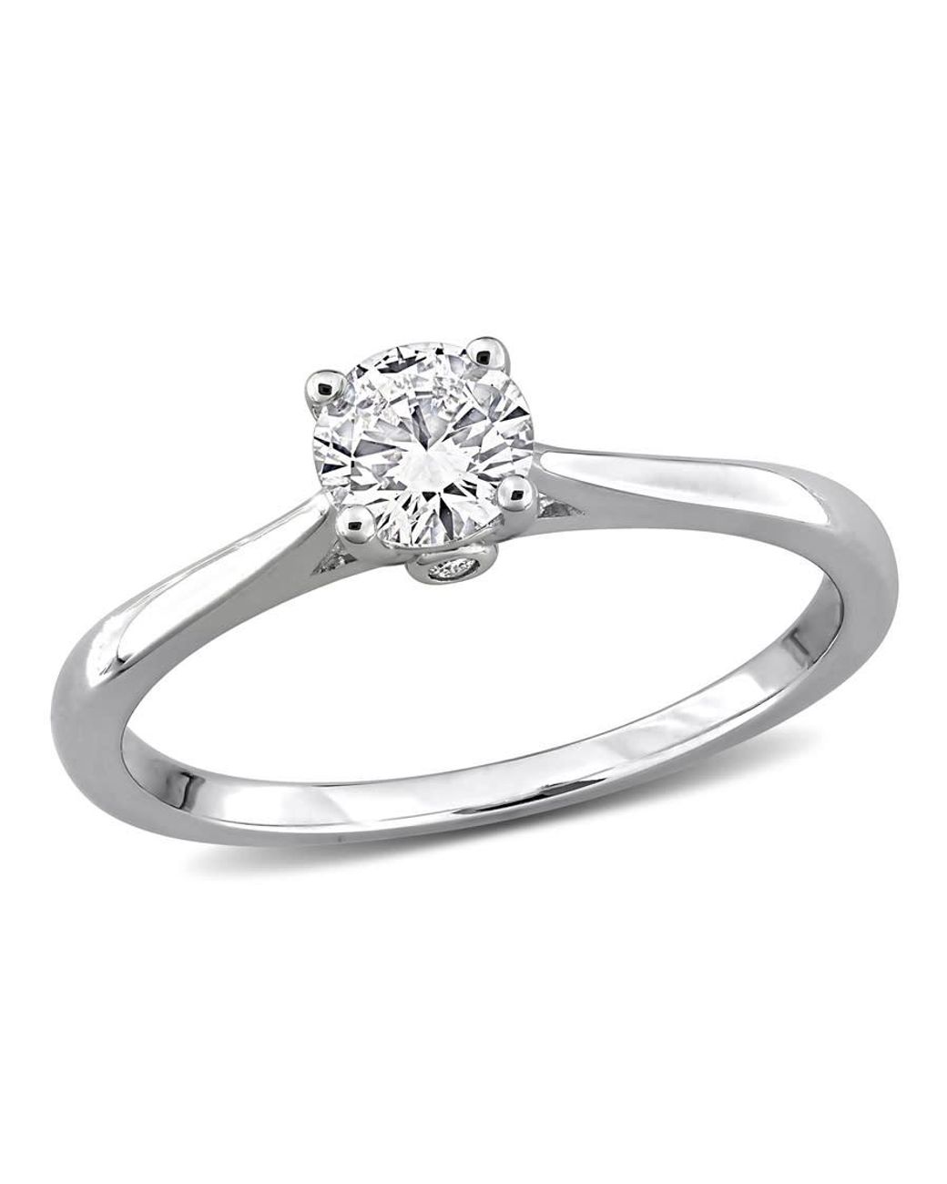 Created Forever Metallic 1/2Ct Tw Lab-Grown Diamond Solitaire Engagement Ring With Side Accents for men