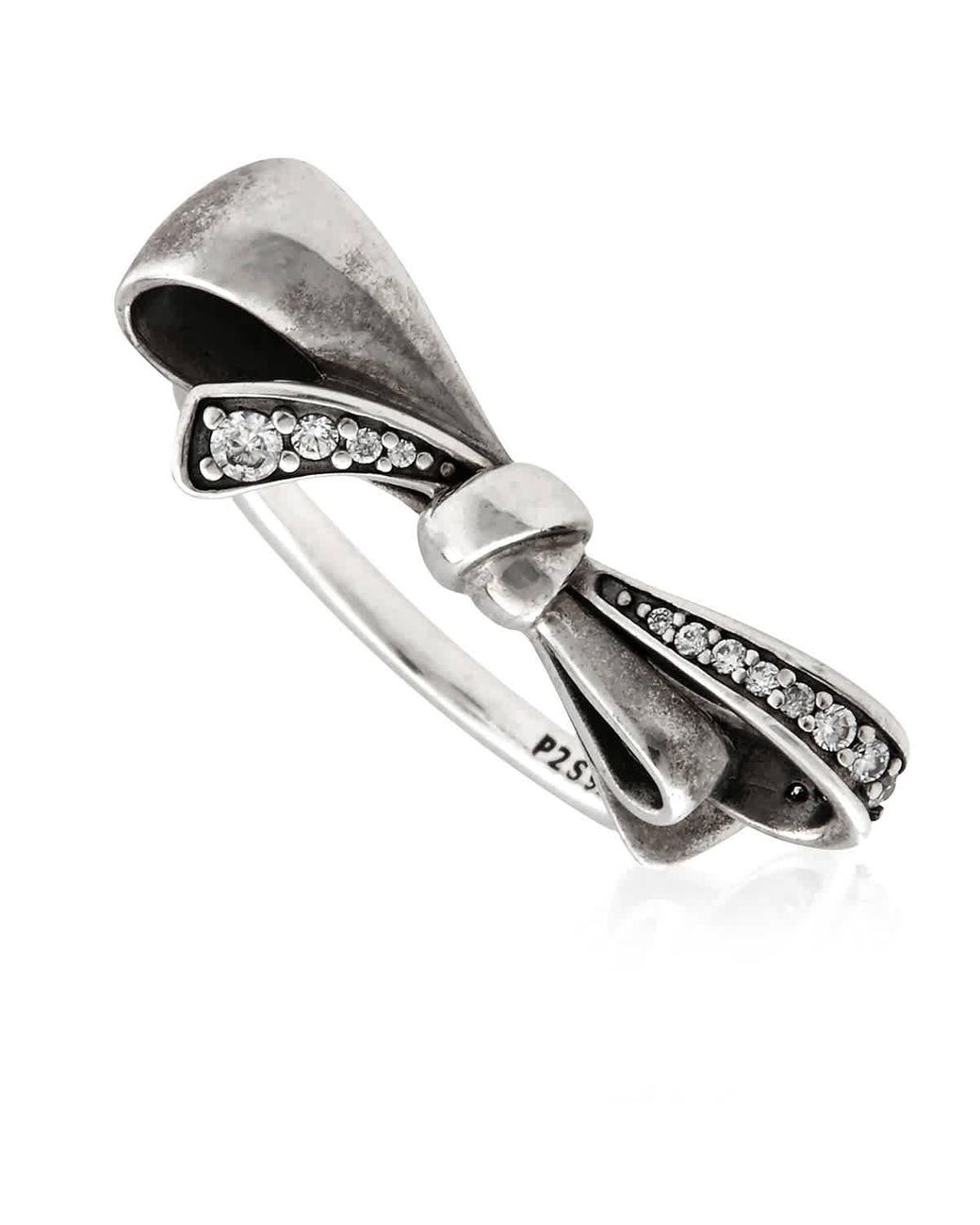 PANDORA Sparkling Bow Ring, Size in Metallic | Lyst