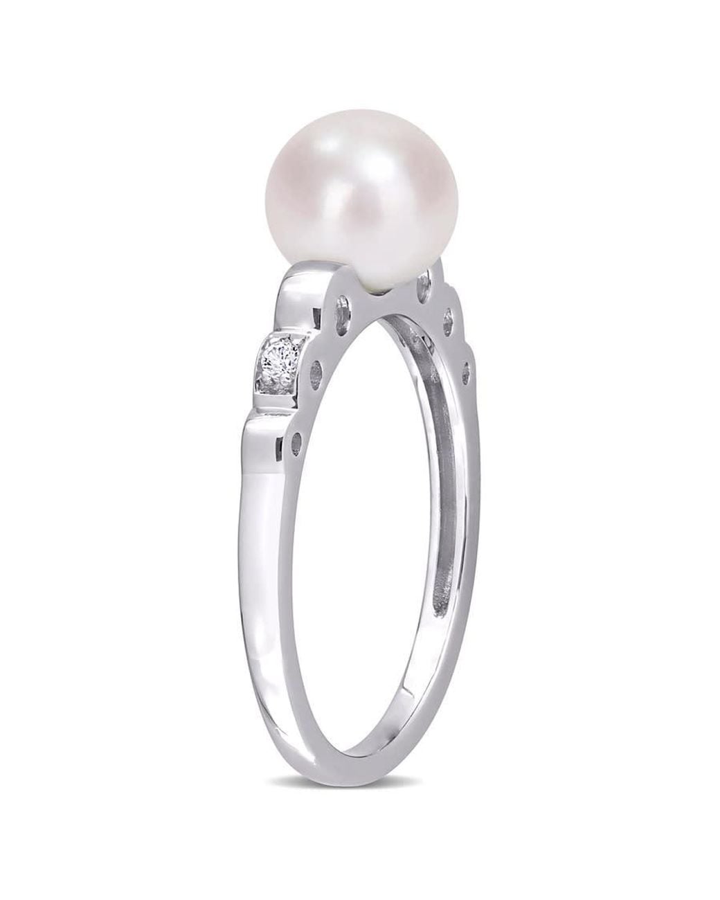 Amour Metallic 7-7.5Mm Freshwater Cultured Pearl And Created Sapphire Ring for men