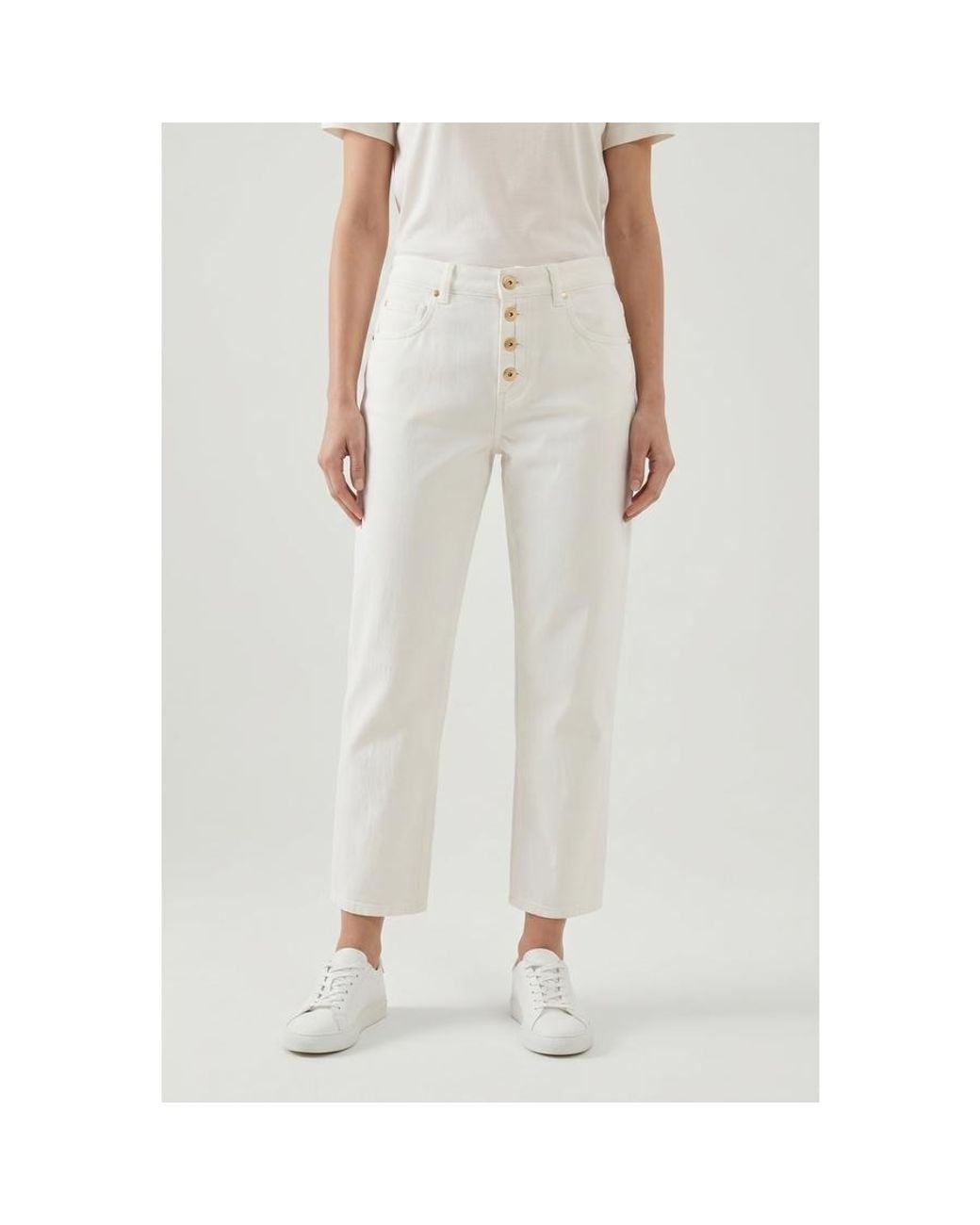 Brunello Cucinelli White Off Straight Cotton Trousers, Brand Size 40 (Us for men