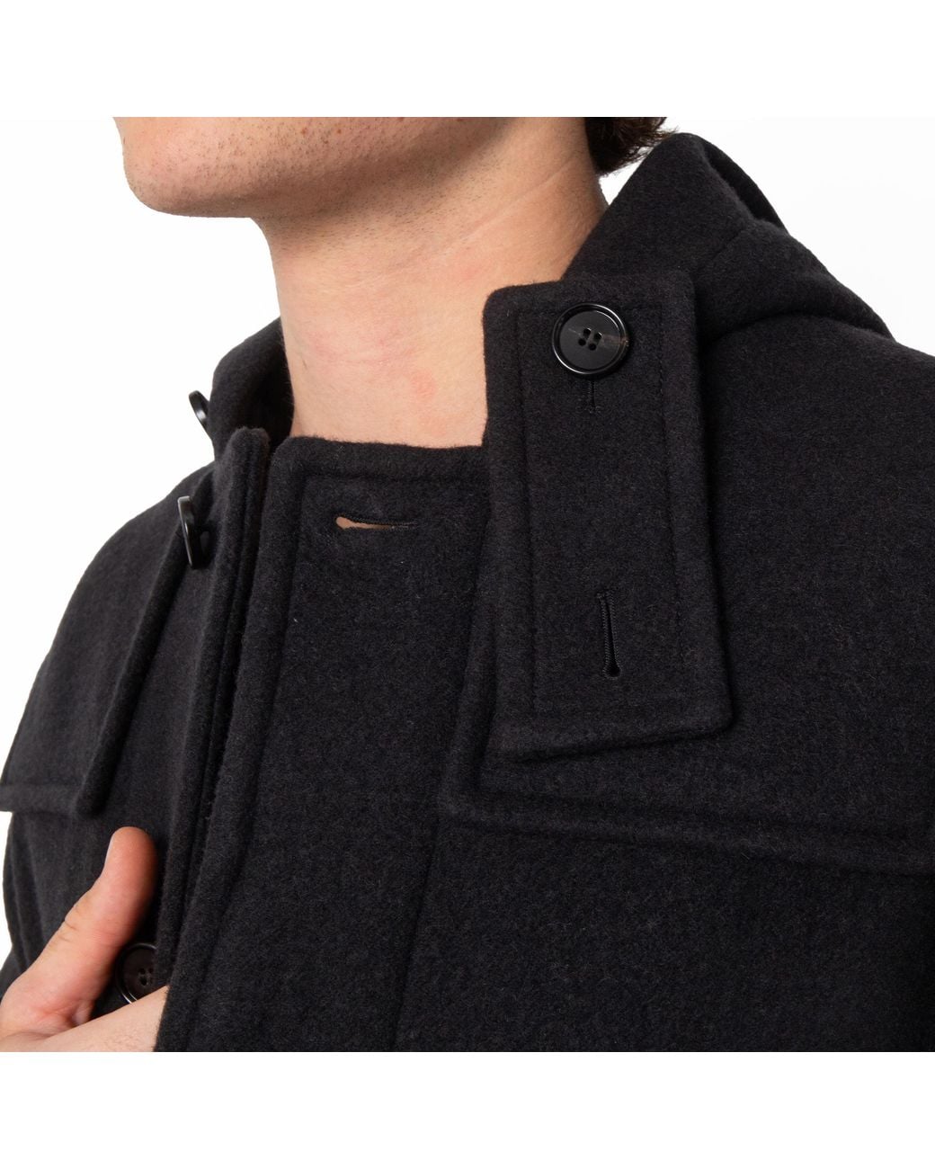 Burberry Black Single-Breasted Wool Duffle Coat, Brand Size 48 Us for men