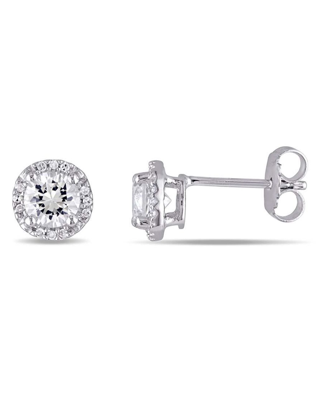 Amour Metallic Halo Diamond And Created Sapphire Stud Earrings for men