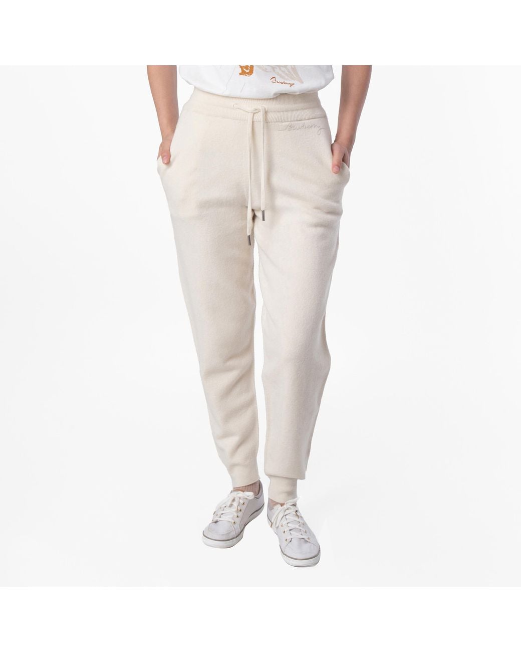 Burberry Natural Wool Cashmere-Blend Jogging Pants for men