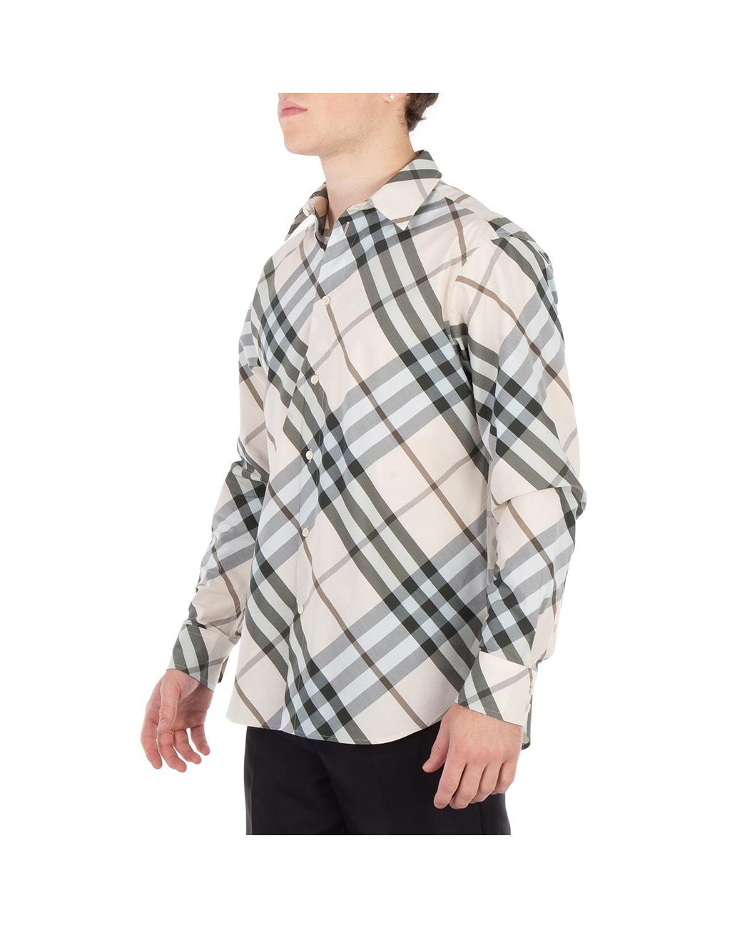 Burberry Gray Nova Check Jacquard Classic Collar Shirt for men