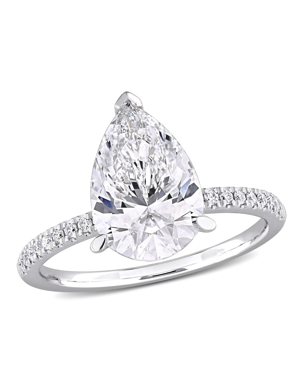 Created Forever White 3 1/6Ct Tw Pear-Shaped And Round-Cut Lab-Grown Diamond Solitaire Engagement Ring for men