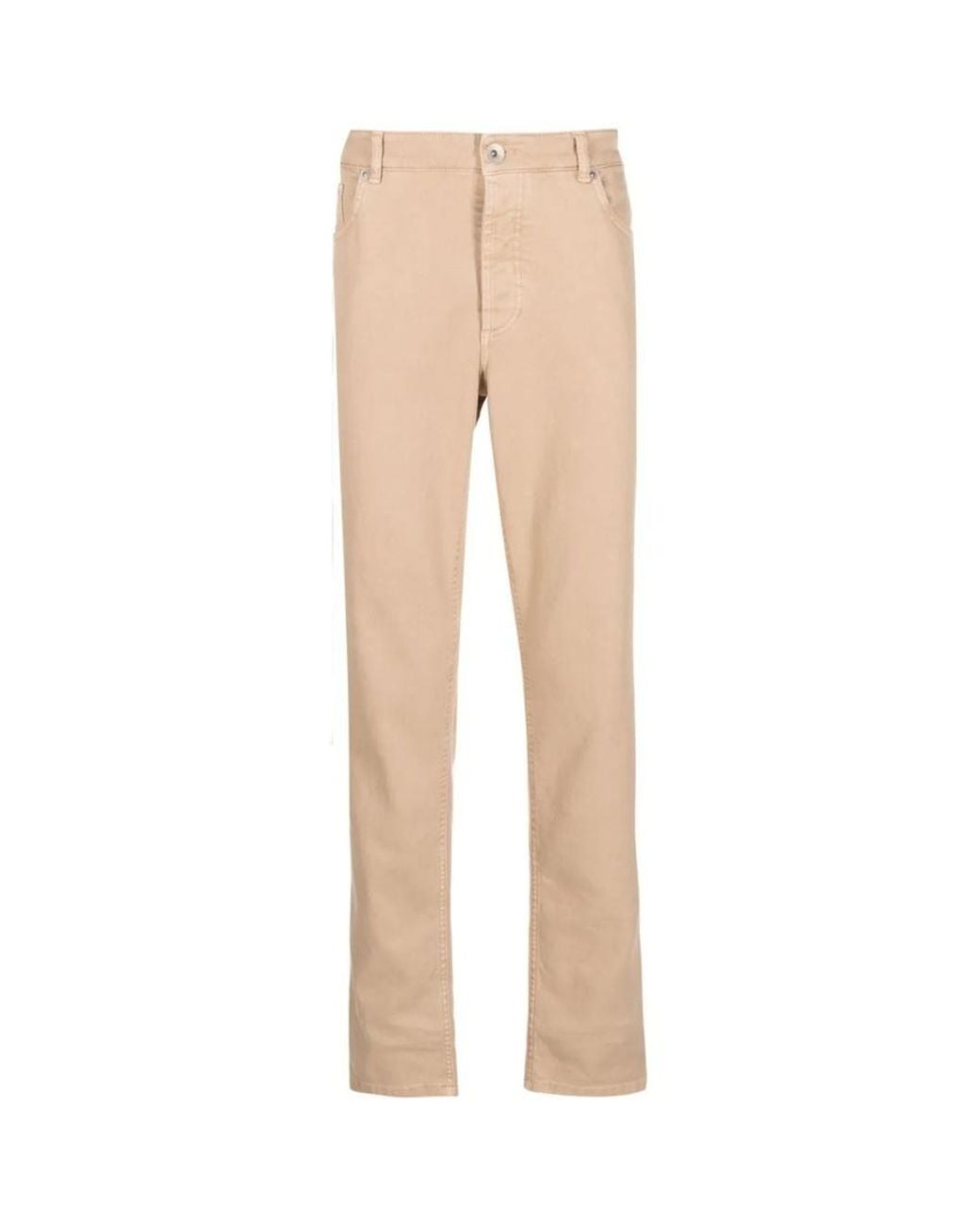 Brunello Cucinelli Natural Straight-Leg Trousers, Brand Size 56 (Us for men