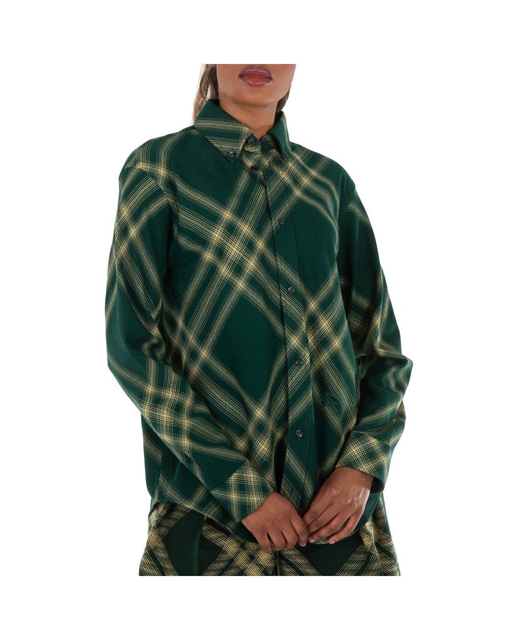Burberry Green Equestrian Knight Check Pattern Shirt, Brand Size 8 Us