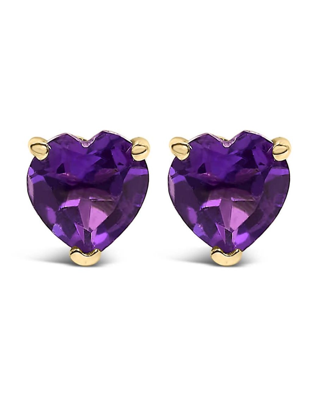 Haus of Brilliance Purple 14K 5Mm Heart Cut Amethyst Solitaire Stud Earrings for men