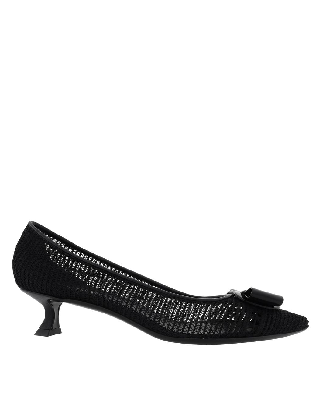 Ferragamo Black Ferragamo Zelma Mesh Bow Pumps, Size 7 C
